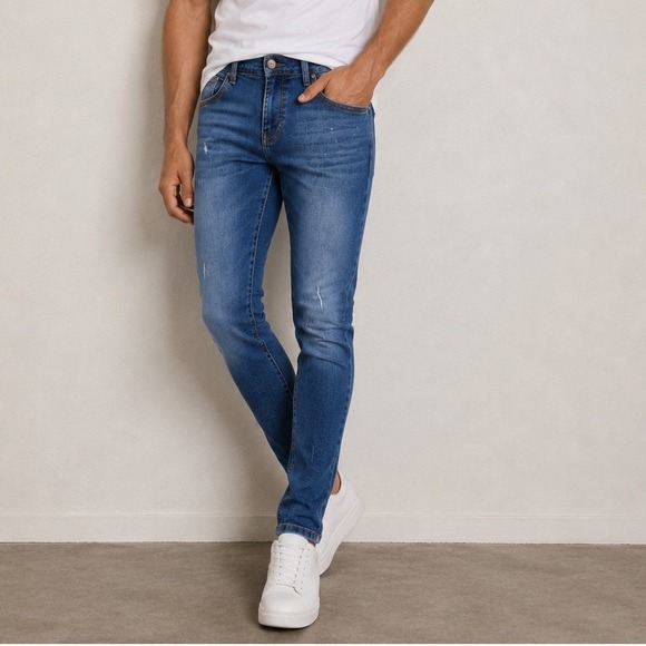 Armani Exchange Other - Armani Exchange Mens Blue J14 Skinny Jeans Size 28 Distressed Slim Fit Denim